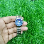 OLEVS 9931 মেয়েদের স্টেইনলেস স্টিল লুমিনাস ঘড়ি – সিলভার ব্লু