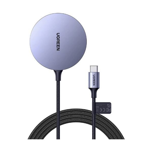 Ugreen CD245 15W Qi ম্যাগনেটিক ওয়্যারলেস চার্জার (ধূসর)