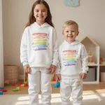 Baby Hoodie and Pant Set, One Side Brush, Sizes 1-2Y to 9-10Y