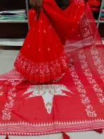 Chanderi Silk Saree with Printed Body and Border Work, Blouse Piece