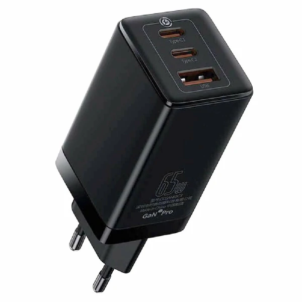 বেসিউস GaN3 প্রো ফাস্ট চার্জার 65W (টাইপ-C + USB A)