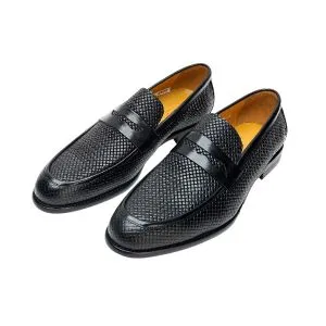 24097-Black ছেলেদের ফর্মাল কাউ লেদার অক্সফোর্ড জুতা