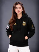 Women's World Cup Print Semi Baggy Hoodie, Pure Cotton, 4 Colours