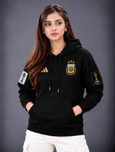 Women's World Cup Print Semi Baggy Hoodie, Pure Cotton, 4 Colours