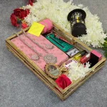 হাফ সিল্ক জামদানি শাড়ি কম্বো সেট - গোলাপি