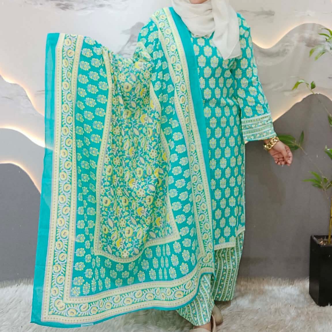 Sea-green Premium Unstitched 3-Piece Collection – A Soothing and Gorgeous Look!