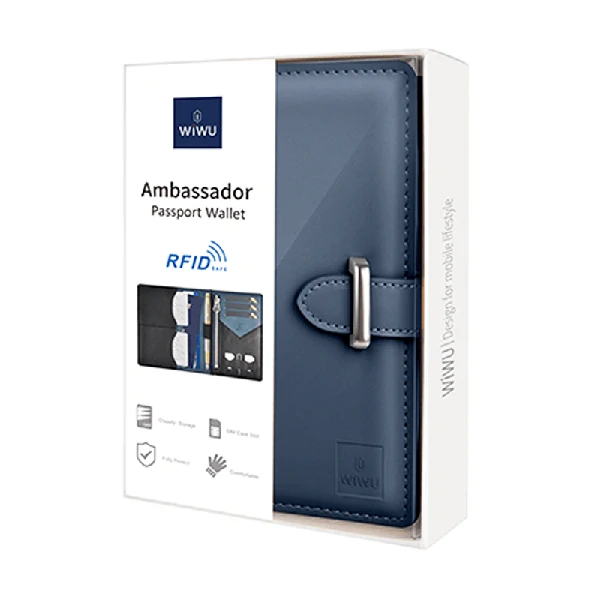 WIWU Ambassador Passport Wallet – Blue Color