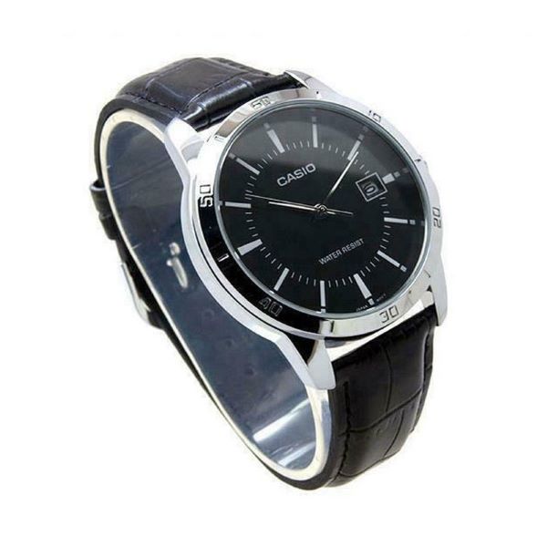 Casio MTP-V004L-1AUDF Date Black Leather Belt Watch for Men