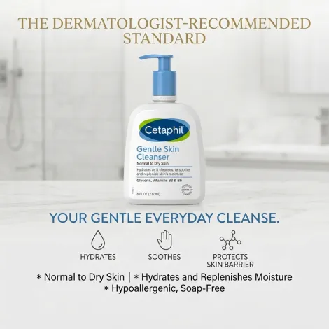 Cetaphil জেন্টল স্কিন ক্লেনজার 237ml, নরমাল থেকে ড্রাই স্কিনের জন্য