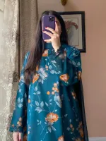 ফ্লোরাল ডিজিটাল প্রিন্ট থ্রি-পিস, লেস ও টাসেলের কাজ