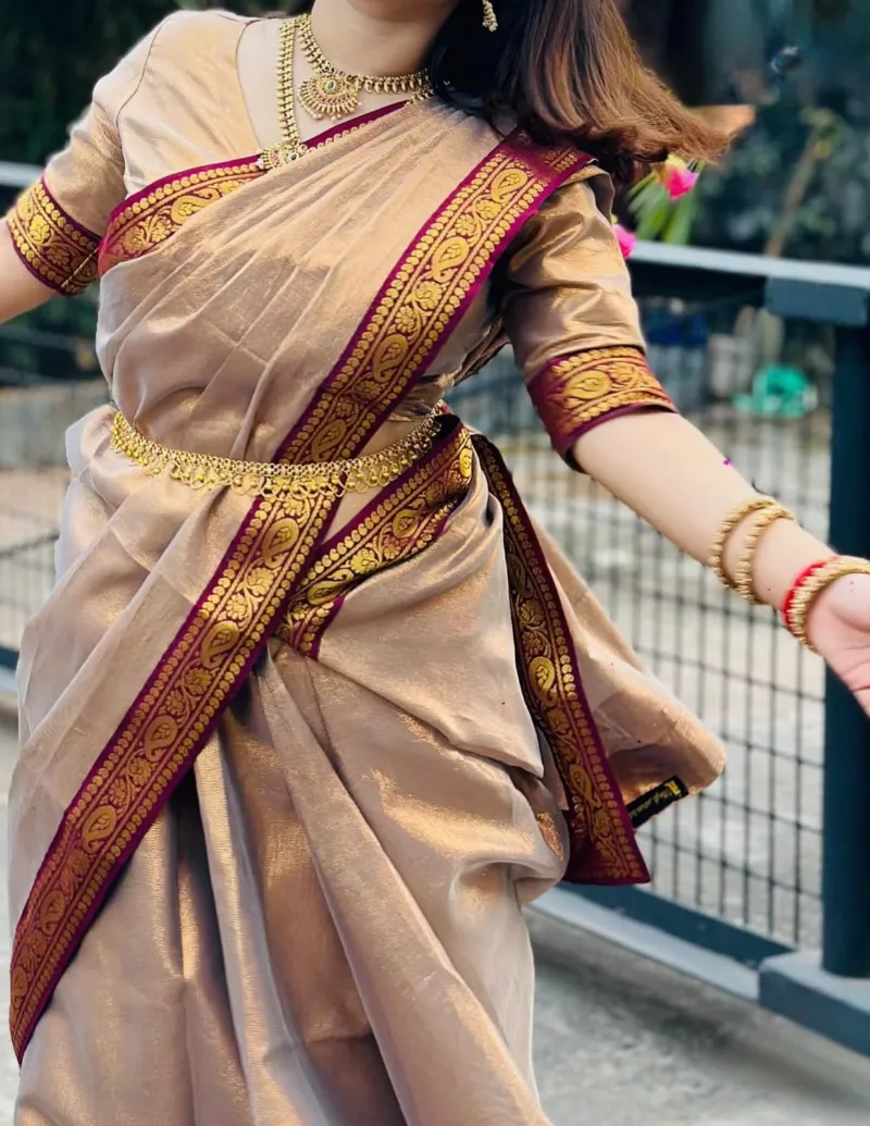 Puja Lama Silk Saree with Bold Border Design, 6 Colours