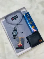 Men's Pure Cotton Shirt Combo Set, 6 Colour Choices