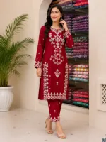 লিনেন ফুল বডি এমব্রয়ডারি টু পিস সেট, M থেকে XXL