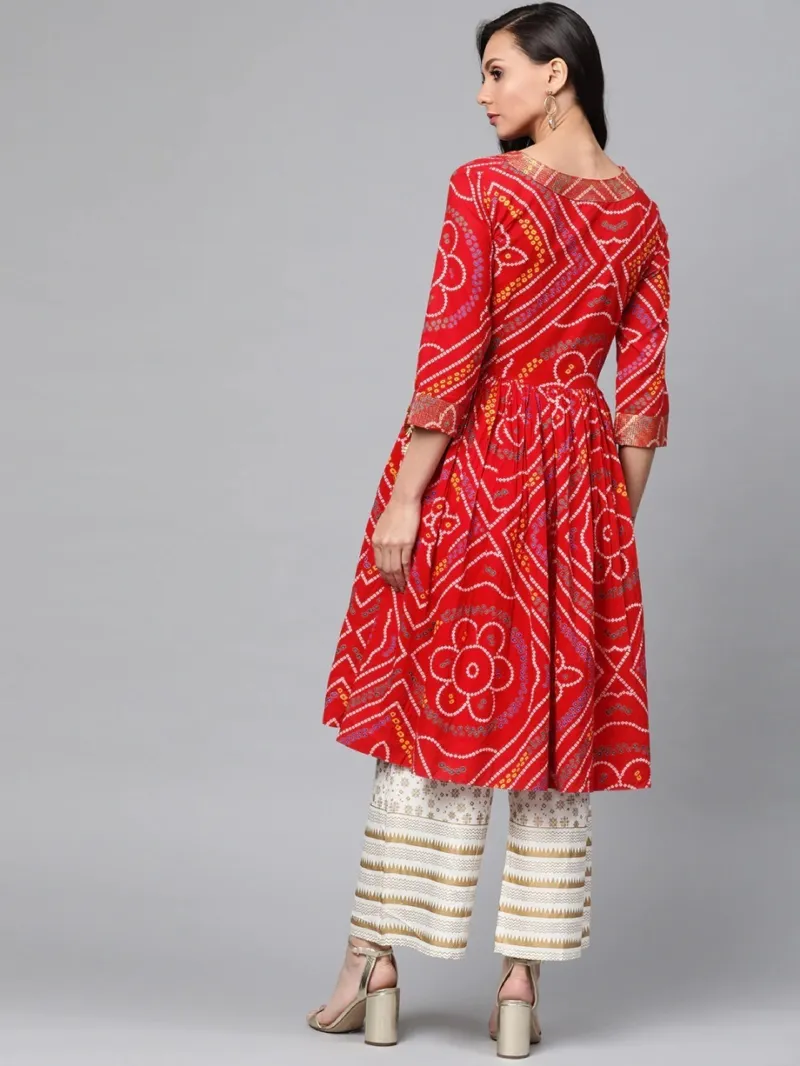 Readymade AC Cotton Printed Kurti with Butterfly Palazzo