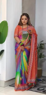 Chanduri Soft Silk Saree with Body Digital Print and Tassels