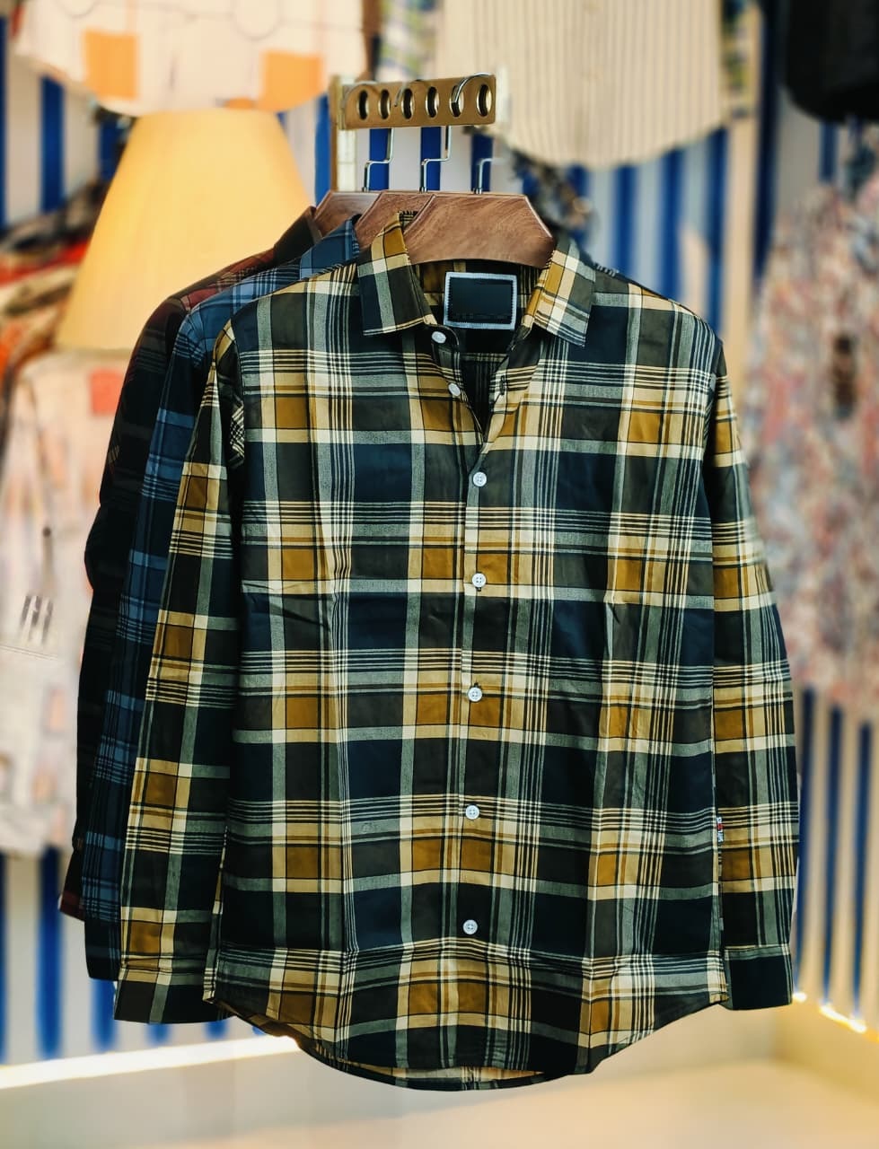 Men's Pure Cotton Full Sleeve Check and Print Shirt, Slim Fit