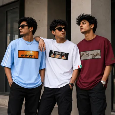 ড্রপ শোল্ডার কটন টি-শার্ট 3 পিস কম্বো