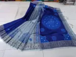 Women's Block Printed Dhupian Silk Saree, Embroidery Work