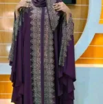 আরাবিয়া ফুল স্টোন ওয়ার্ক বোরকা হিজাবসহ, চেরি কাপড়