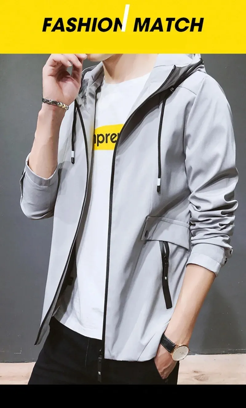 Men's Bonded Fabric Hoodie with Waterproof Zipper, 260 GSM