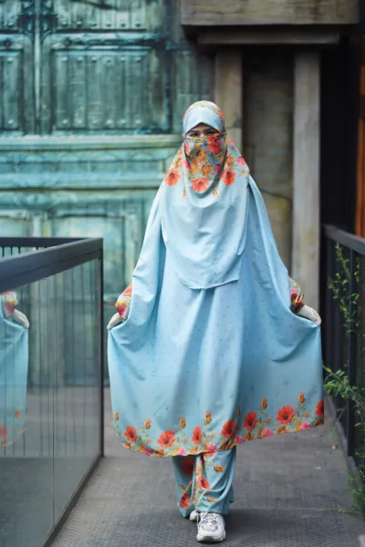 Women's Rayon Palazzo Set with Niqab, Long Flowy Cut