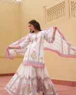 মেয়েদের পিউর কটন শারারা থ্রি পিস, সাইজ 36 থেকে 46