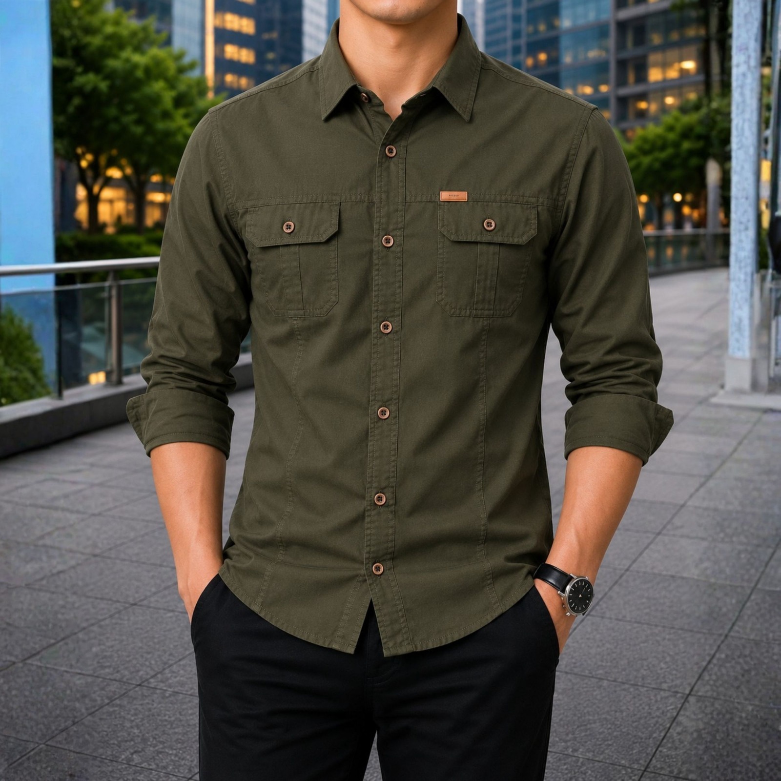 Men's Soft Cotton Full Sleeve Panel Shirt, Sizes M to XXL