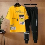 Men's Mesh Fabric T-Shirt and Full Pant Set, 6 Colours