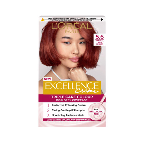 L'Oreal Excellence Creme ট্রিপল কেয়ার হেয়ার কালার - 5.6 Natural Rich Auburn