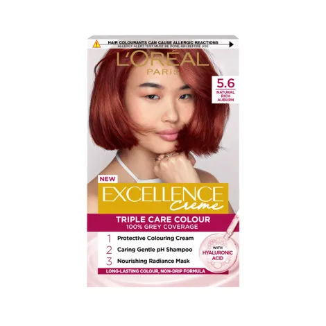 L'Oreal Excellence Creme ট্রিপল কেয়ার হেয়ার কালার - 5.6 Natural Rich Auburn