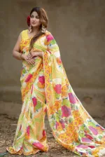 Screen Printed Modern Half Silk Saree for Women, No Blouse