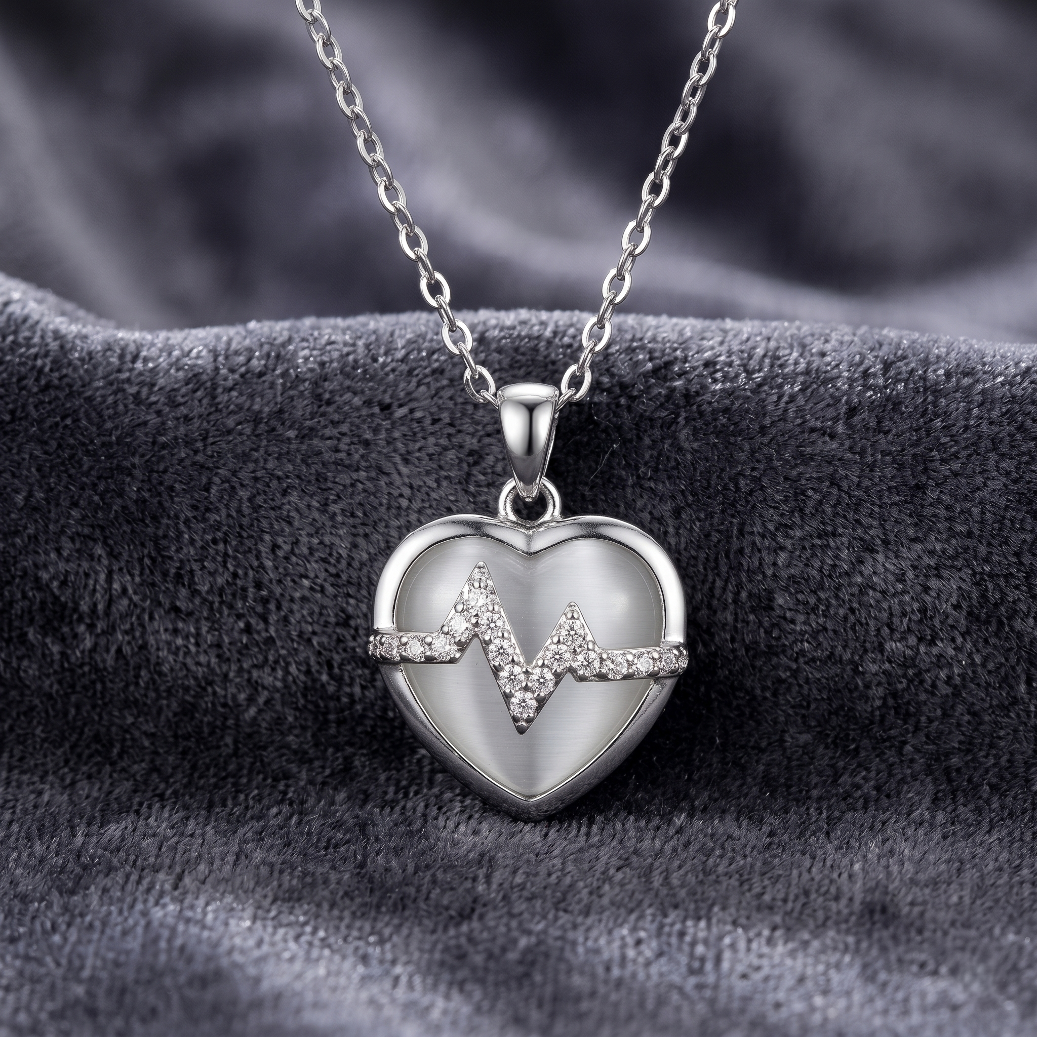 Sterling Heartbeat পেনডেন্ট নেকলেস