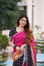 অধুরি চেরি সিল্ক শাড়ি, টাসেল ও ম্যাচিং ব্লাউজ পিস