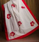 Women's Half Silk Hand Print Saree, 6 Colour Choices