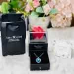 রোজ নেকলেস গিফট বক্স, Ocean Blue পেনডেন্ট