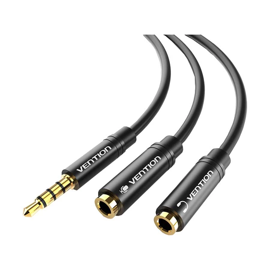 Vention BBVBY 3.5mm Male to Dual Female Audio Splitter 0.3m Black