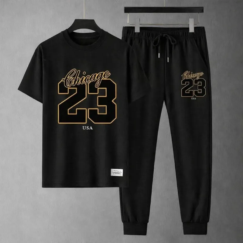 Men's Mesh Fabric Tee and Full Pant Two-Piece Set, 6 Colours
