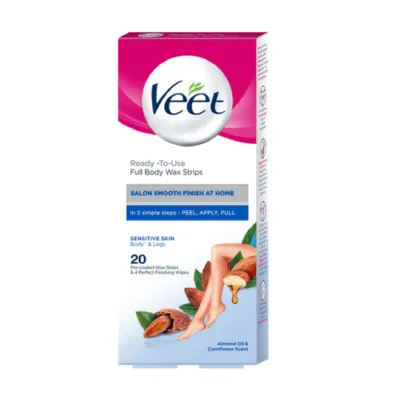 Veet Professional রেডি টু ইউজ Almond Oil ফুল বডি ওয়াক্স স্ট্রিপস (20টি)