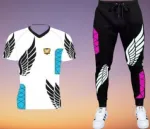 Men's Mesh Fabric Tee and Full Pant Two-Piece Set, 5 Colours
