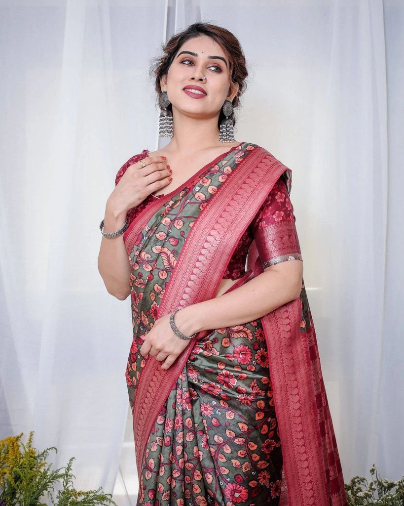 মডার্ন ডিজাইনের চান্দুরি সিল্ক ডিজিটাল প্রিন্ট শাড়ি, 6 রং