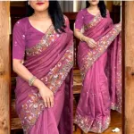 White Gold এমব্রয়ডারি পার্টি শাড়ি
