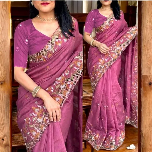 White Gold এমব্রয়ডারি পার্টি শাড়ি