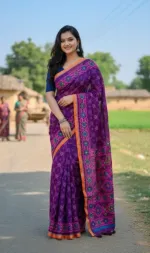 Women's Boutique Silk Saree with Screen Print and Tassels