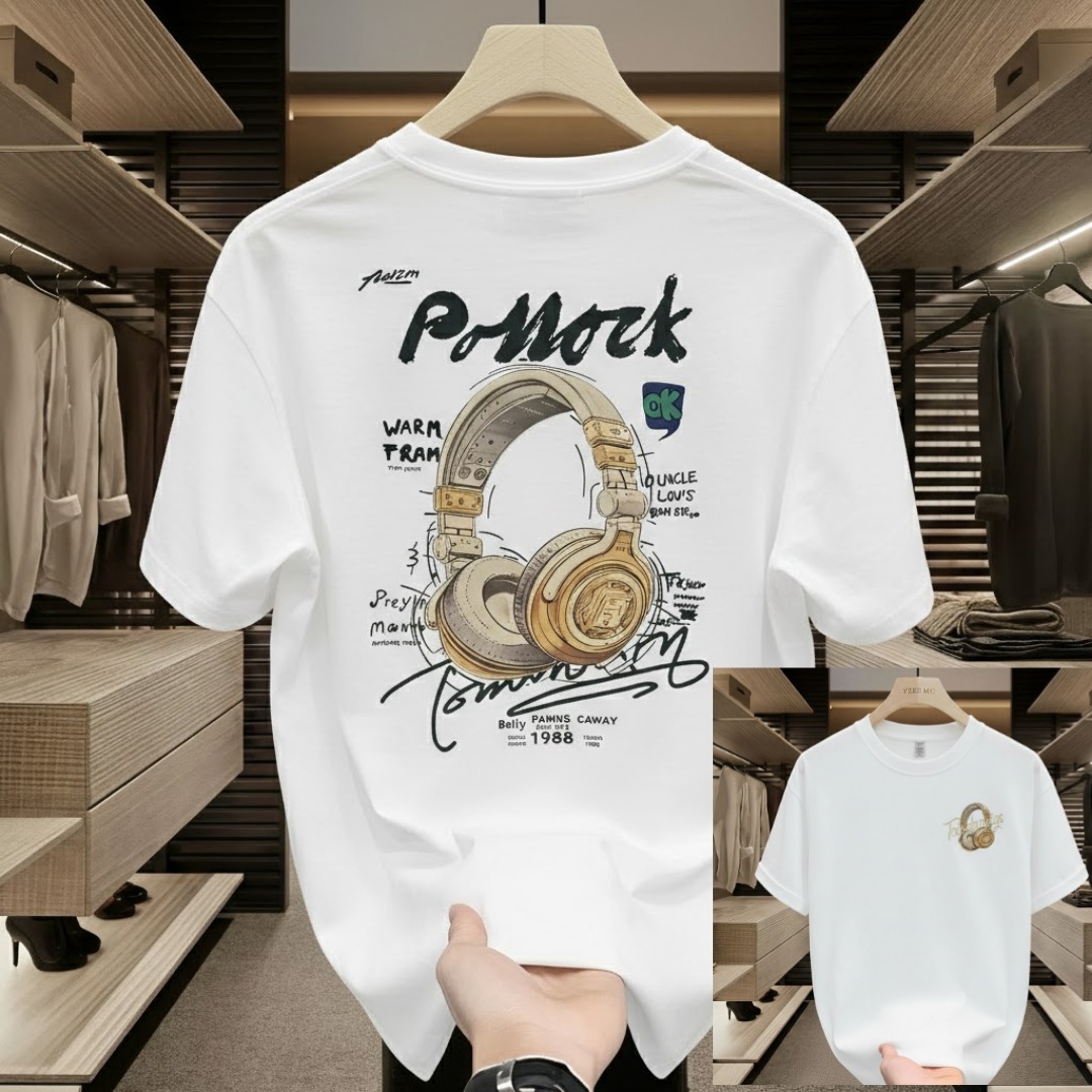 Men's Cotton-Spandex Drop Shoulder T-Shirt with DTF Print