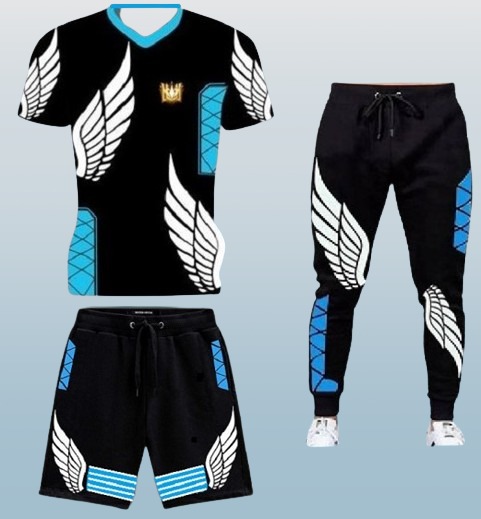 Men's Printed Half Sleeve T-Shirt with Full Pant and Half Pant Combo