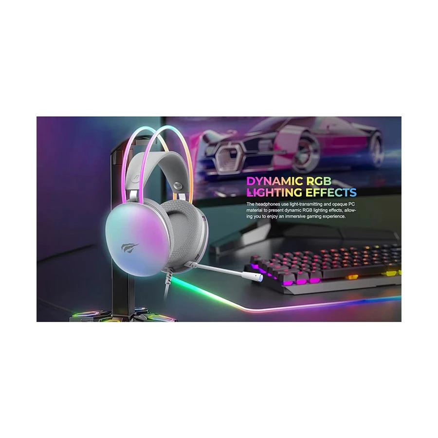 Havit Gamenote H2037d RGB Wired White Gaming Headphone