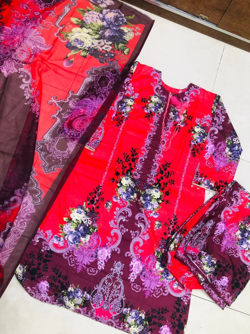 Women's Digital Print Three Piece, Sizes M to XL, 4 Colours