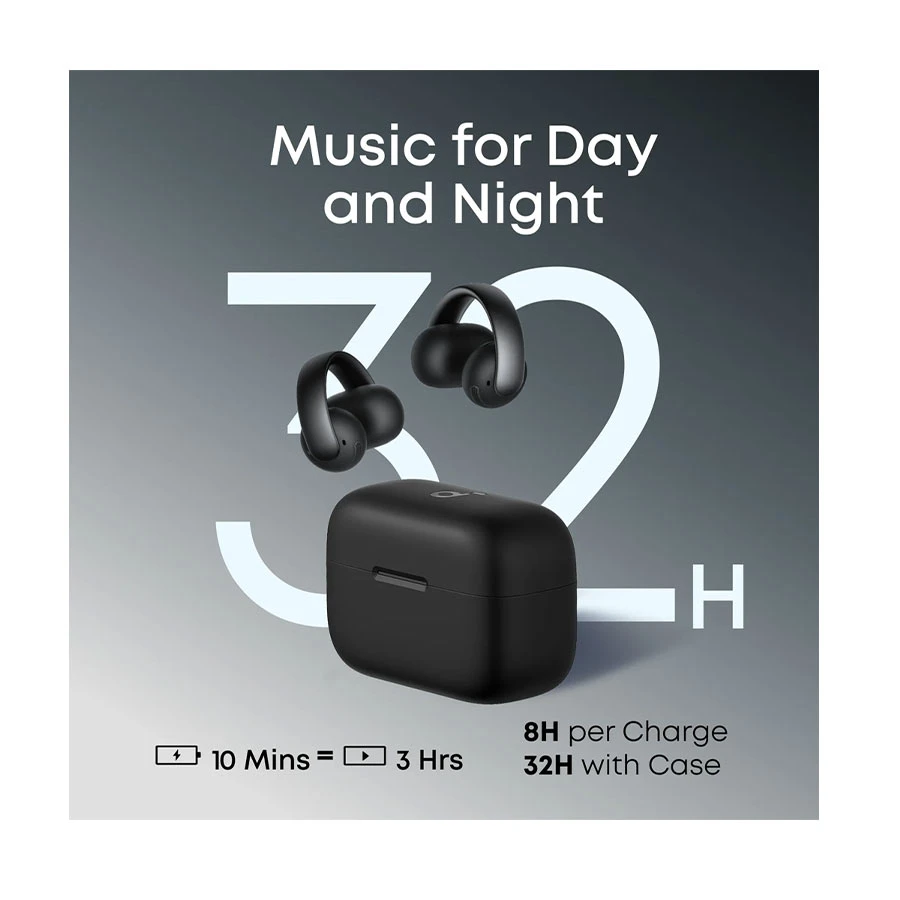 Anker Soundcore AeroClip Open-Ear Clip-On Earbuds Midnight Black