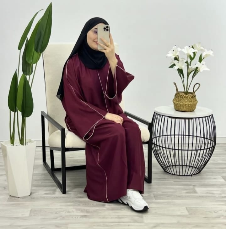 Student Gown Borka with Embroidery and Hijab, Sizes 50 to 58