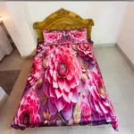 রঙিন 3D প্রিন্ট বেডশিট সেট – ভেলভেট, 8ft x 7.5ft
